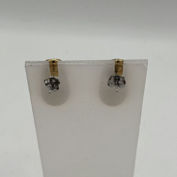 Vintage 70’s Teardrop Black Enamel Goldtone Stud Earrings - Picture 4 of 8